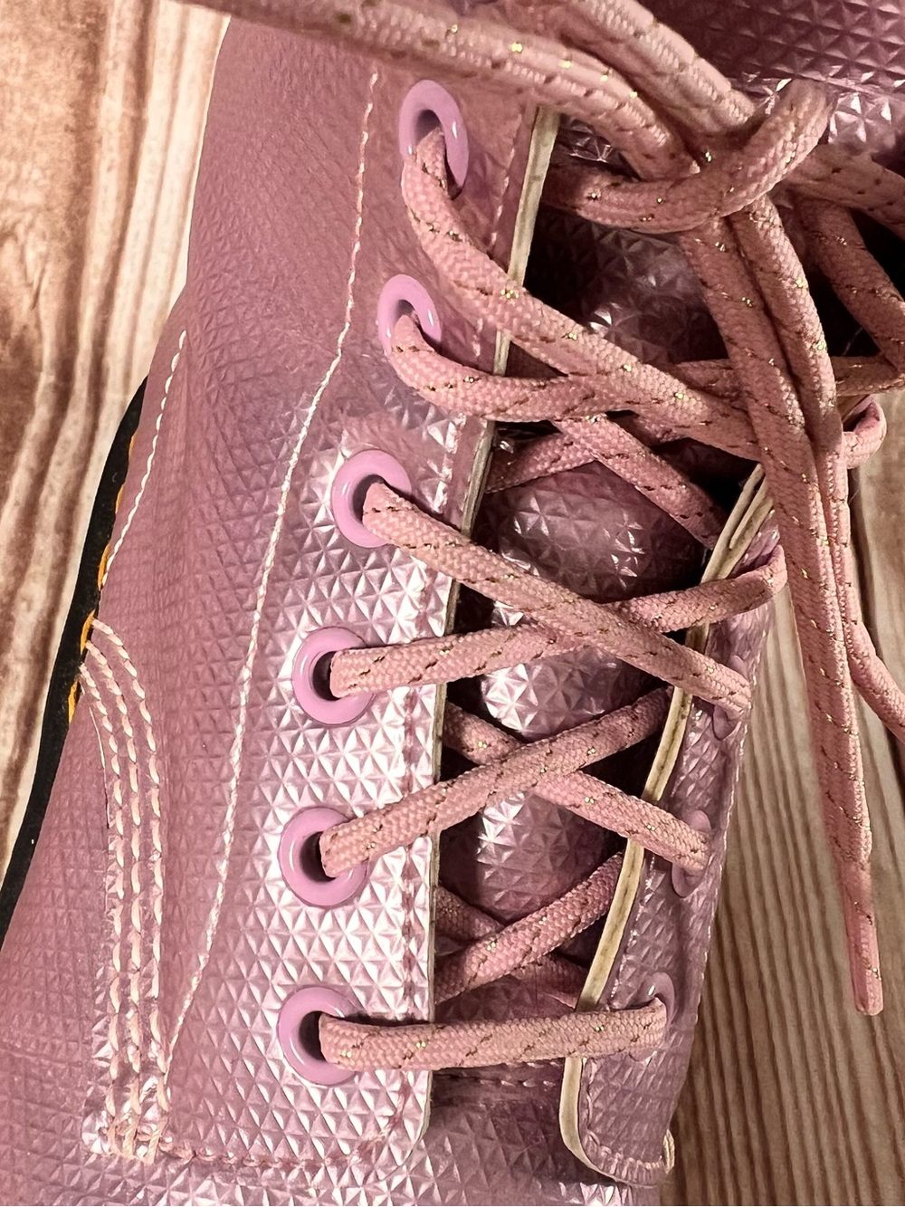 Dr. Martens Metallic Pink Lace-Up Women's Boots - Picture 9 of 13